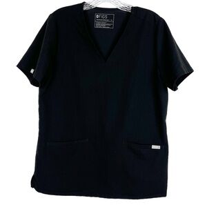 Figs womens casma scrub top size M v-neck black